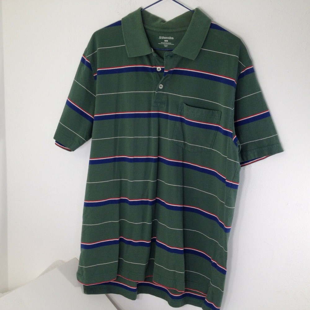 St. Johns Bay Men's Polo Shirt Short Sleeve One Pocket Size M